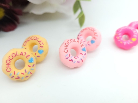 Preview: bunte Donut Ohrstecker Chocolate
